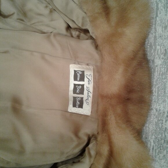 MINK COAT JACKET REAL GENUINE NATURAL BROWN TAN FUR M MEDIUM L LARGE MID-LENGTH - Picture 15 of 15